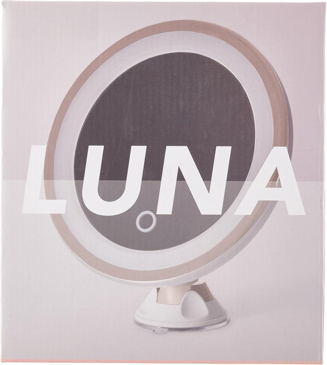 Make-up Spiegel - Spiegel 10X vergrotende spiegel met dimbaar LED licht USB batterij 20cm breed Sterke Zuignap Luna - Roségoud