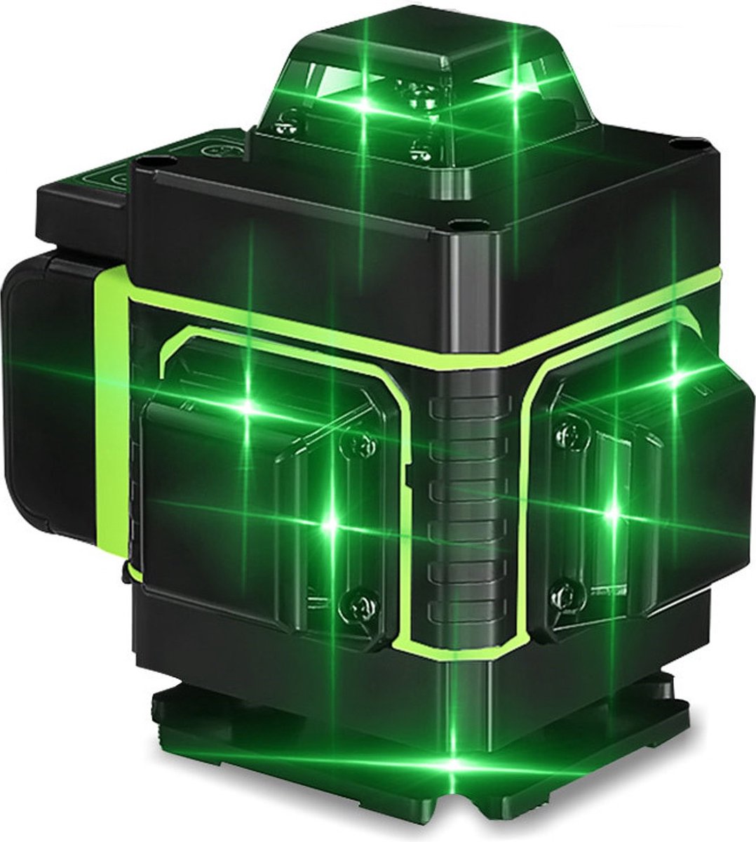 Laserlijn Kruislijnlaser - 16 Lijnen Groene Zelfnivellerende-360° Schakelbaar Horizontaal-Verticaal met magnetische draaibasis 1 lithium-ion batterij