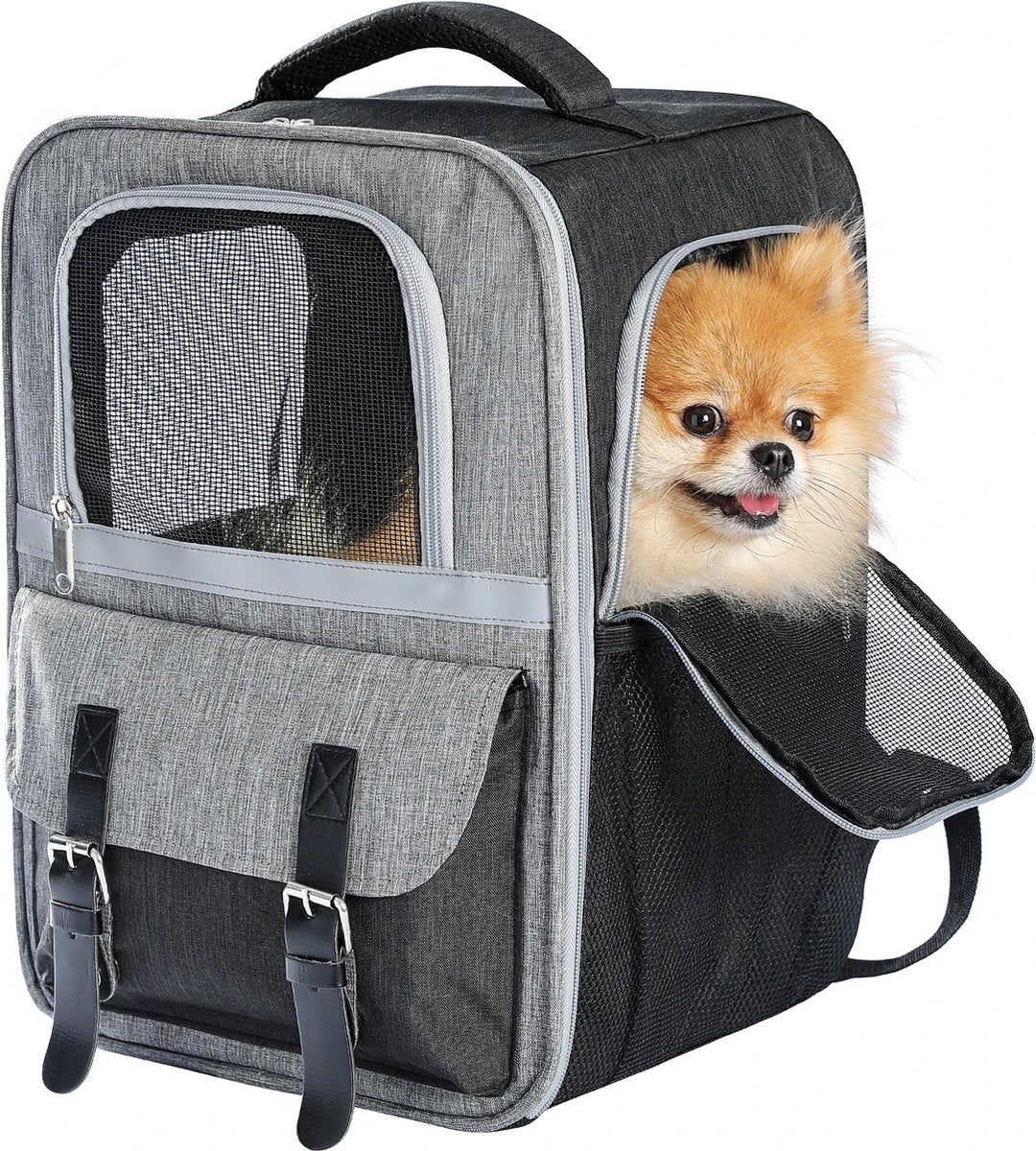 Luxury Dog Bag (L) - Travel bag - backpack for dogs and cats - 40x30x23.5cm - pet cat transport - cat bag - dog carrier bag - transport take along holiday - dog carrier travel bag - carrier - Grey