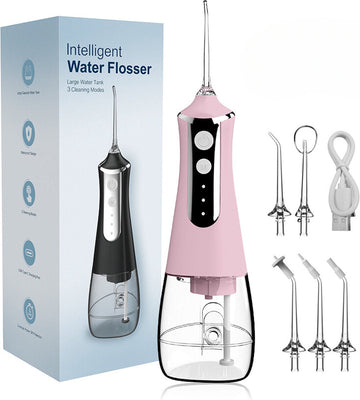 YHS WaterFlosser - Draadloos - 5 Opzetstukken - Monddouche - Elektrisch Flosapparaat - Water Pik - Elektrische Tandenstoker - Duurzaam - Hoge Druk Flossen - Roze