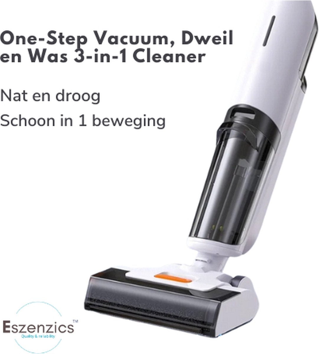 Eszenzics™ Steelstofzuiger ProW90 - Draadloos - Zelfreinigende borstel - 3-in-1 - Zuig-Dweil-Was functie - Krachtige 150W stofzuiger - Geluidsarm