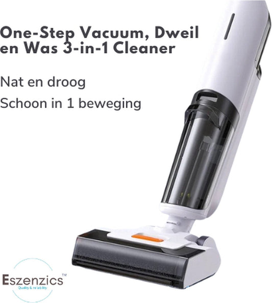 Eszenzics™ Steelstofzuiger ProW90 - Draadloos - Zelfreinigende borstel - 3-in-1 - Zuig-Dweil-Was functie - Krachtige 150W stofzuiger - Geluidsarm