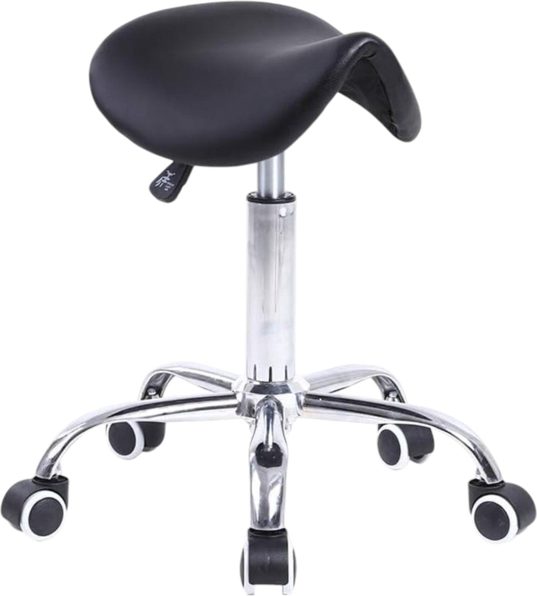 Make-up Stool - Adjustable up to 65 cm - 5 Wheels - Black with Silver - Dressing Table Chair - Dressing Table Stool
