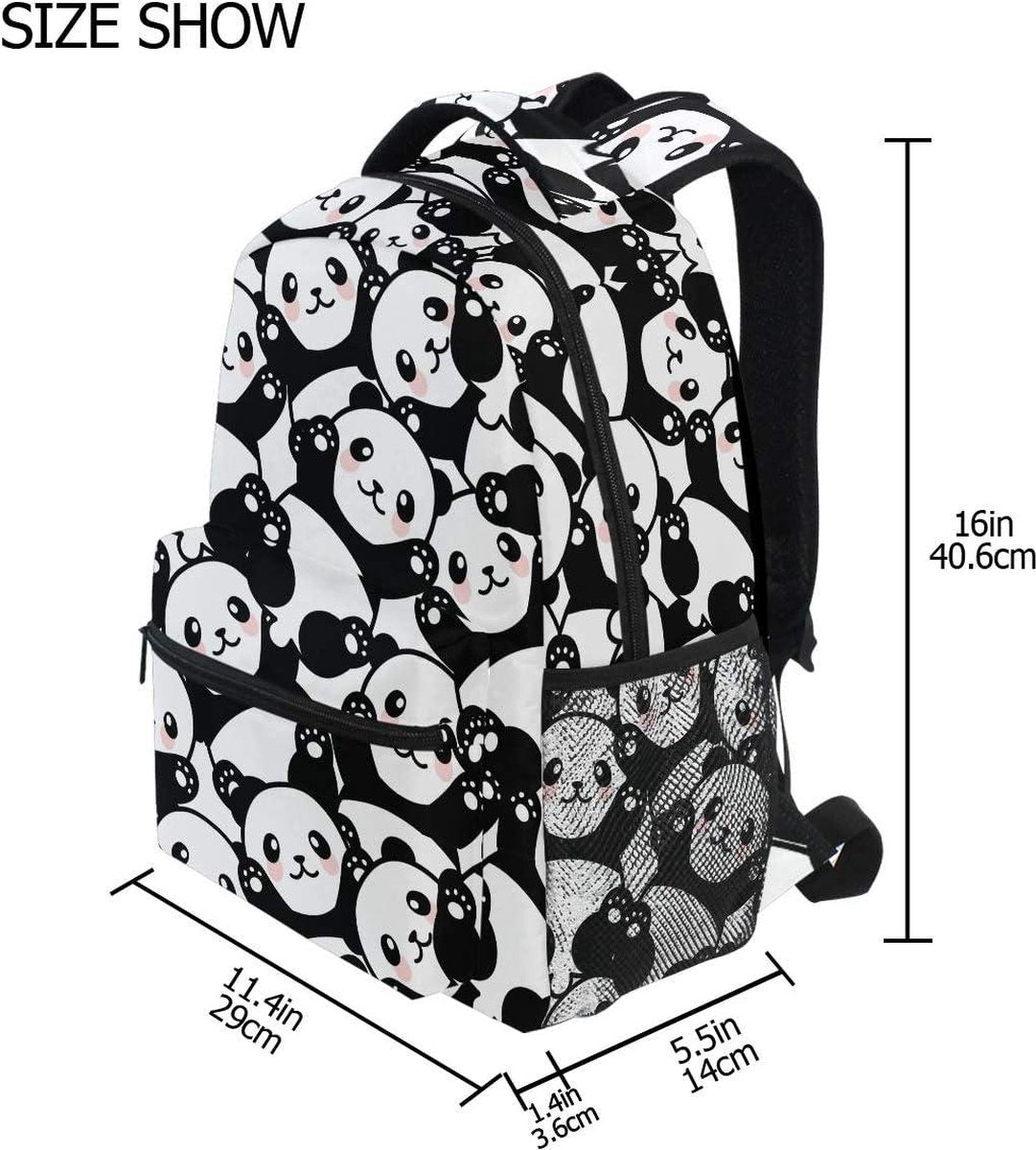 Reisrugzak Laptop Middelbare School Studenten Canvas Kids Boekentas Lichtgewicht Mode Waterdichte Schouder Dagrugzak - Panda Thema - voor Dames Heren Jongens Meisjes A Boekentas meisjes