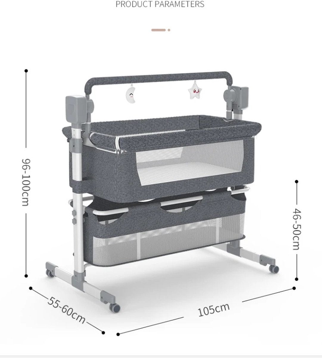Babybed - Babybedje - Babybed Met Matras - Elektrisch - Grijs