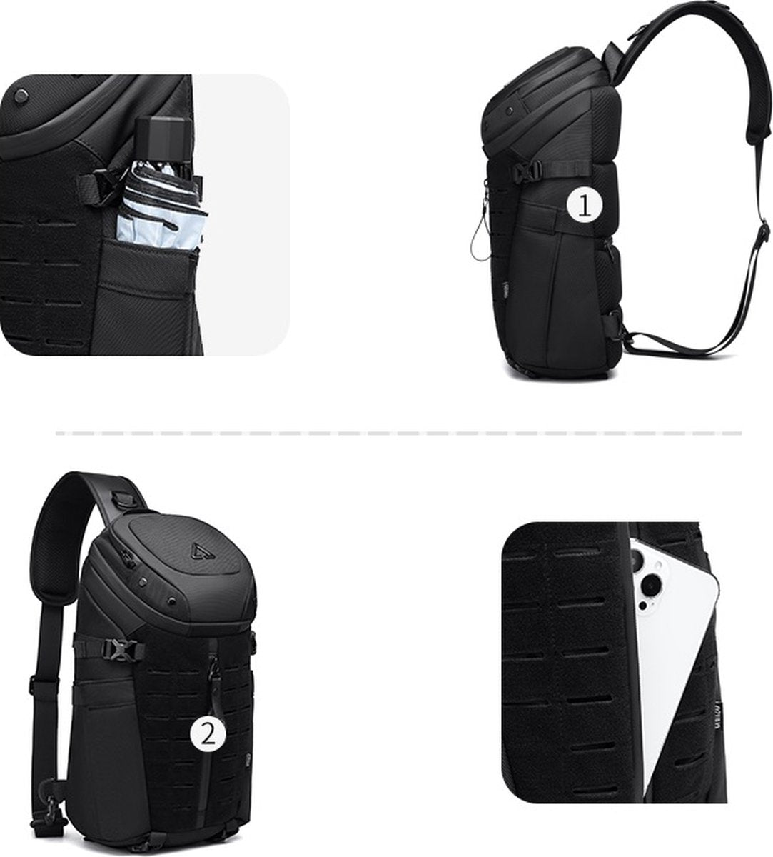 Avoir Avoir® Crossbody tas dames - Crossbodytassen - Crossbody tas heren - Crossbody tas - Crossbody rugzak - Crossbody tas heren - Slingbag - Crossbodytassen heren - Crossbody tas - Grijs / Zwart
