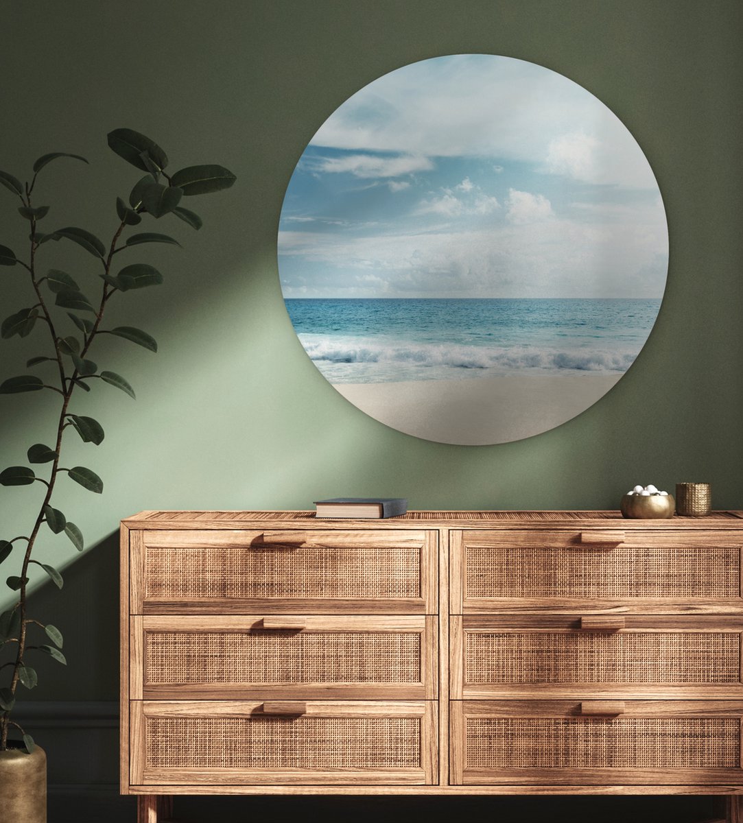 WallCircle - Wandcirkel 90x90 - Strand - Zee - Zomer - Ronde schilderijen woonkamer - Wandbord rond - Muurdecoratie cirkel - Kamer decoratie binnen - Wanddecoratie muurcirkel - Woonaccessoires