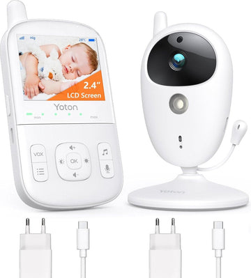 Babyfoon camera met 2,7 inch LCD scherm, nachtzicht en temperatuurbewaking - Tweeweggesprek en USB-C oplaadkabel inbegrepen