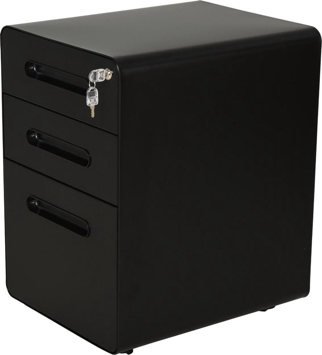 Ladeblok - Ladeblok bureau - Bureaukast - Archiefkast - 3 lades - Met slot - Staal - Zwart