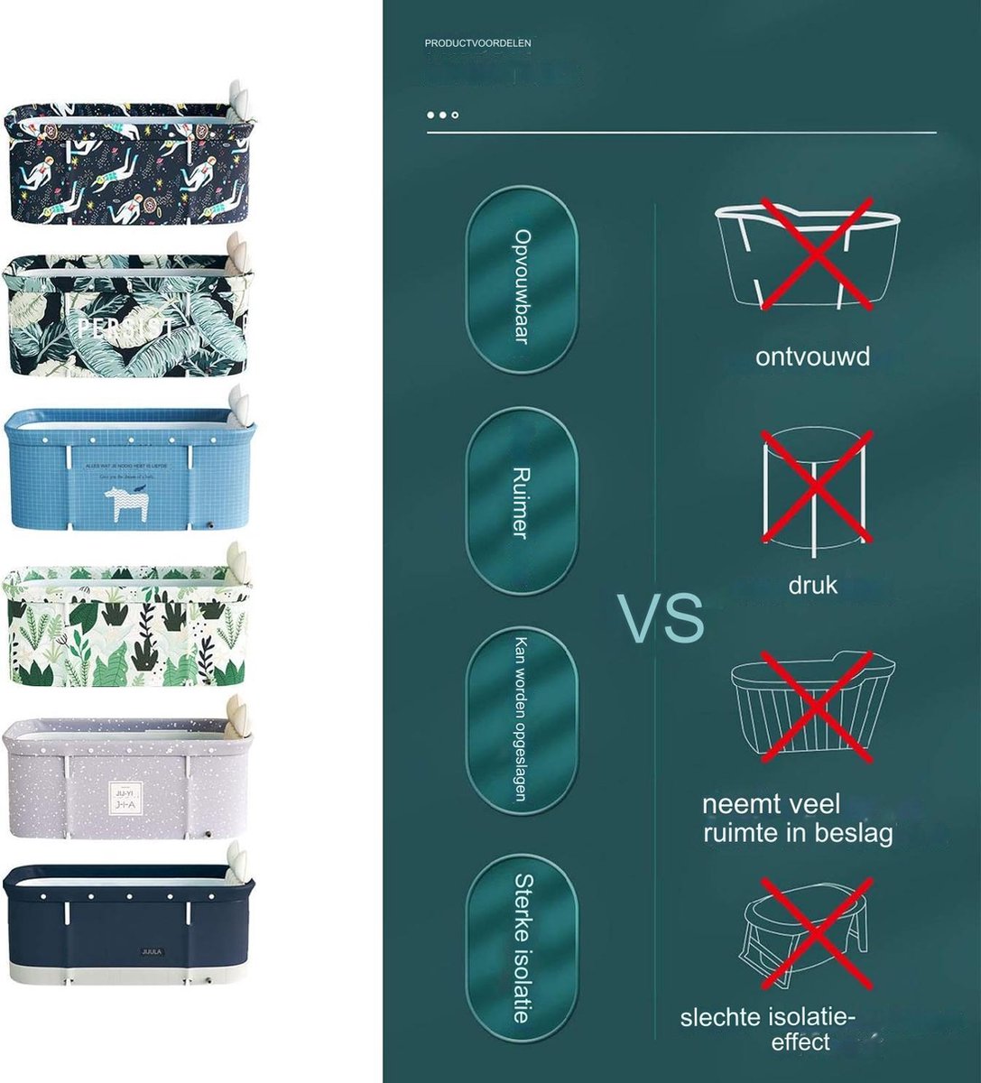 Opvouwbaar Badkuip - Opvouwbaar - Draagbaar - Verplaatsbaar - Kunststof - Mobiel - PVC-houder - voor kleine badkamers - Volwassenen - Kinderen - 120 x 55 x 50 cm