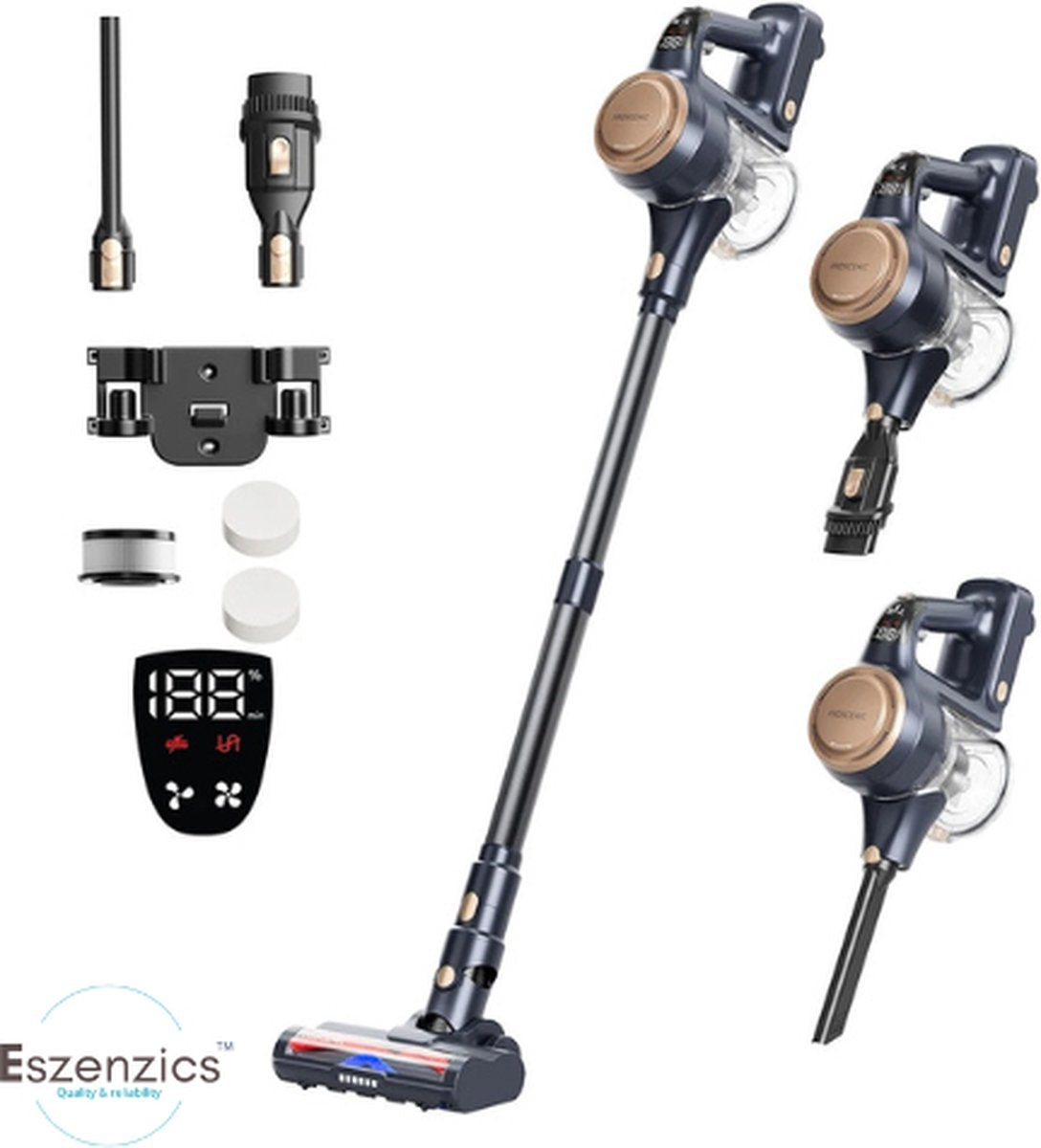 Eszenzics™ Steelstofzuiger ProP11 - Draadloos - Krachtige 30 kPa stofzuiger - 60 minuten - Anti-klitborstel - 4-laags filter - LED display - Handstofzuiger
