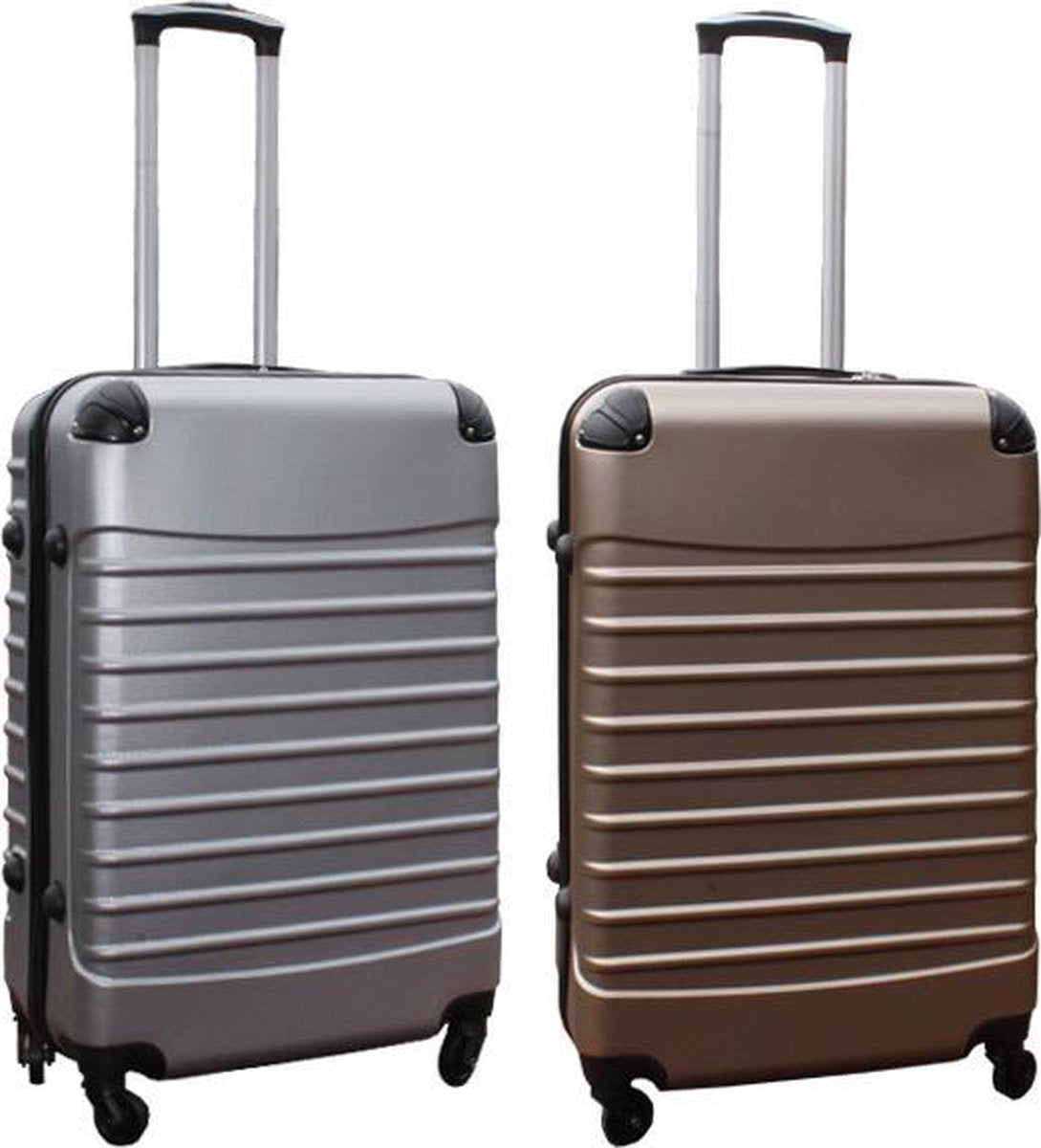 Travelerz kofferset 2-delig ABS groot - met cijferslot - 69 liter - zilver – goud