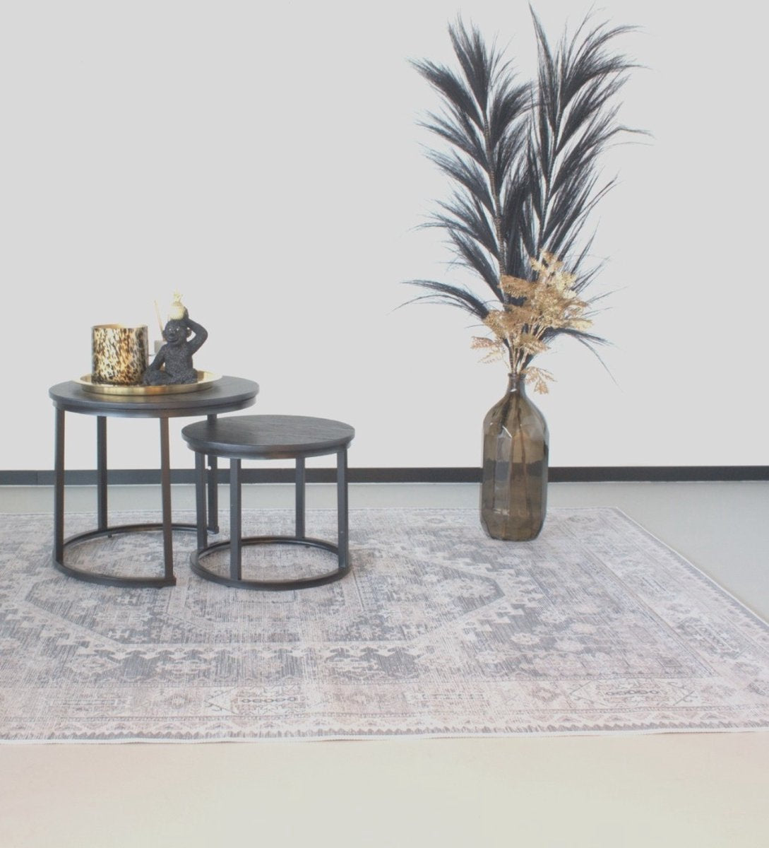 Vloerkleed vintage 200x300cm wit grijs Perzisch oosters tapijt
