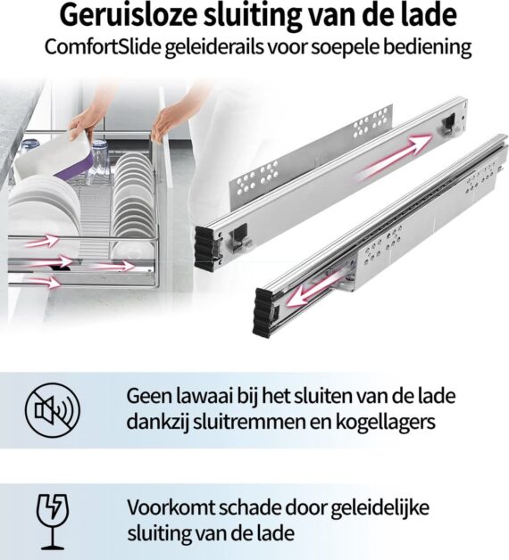 3-Delige Set Inbouw Schuiflades Voor Keukenkast – 60 Cm