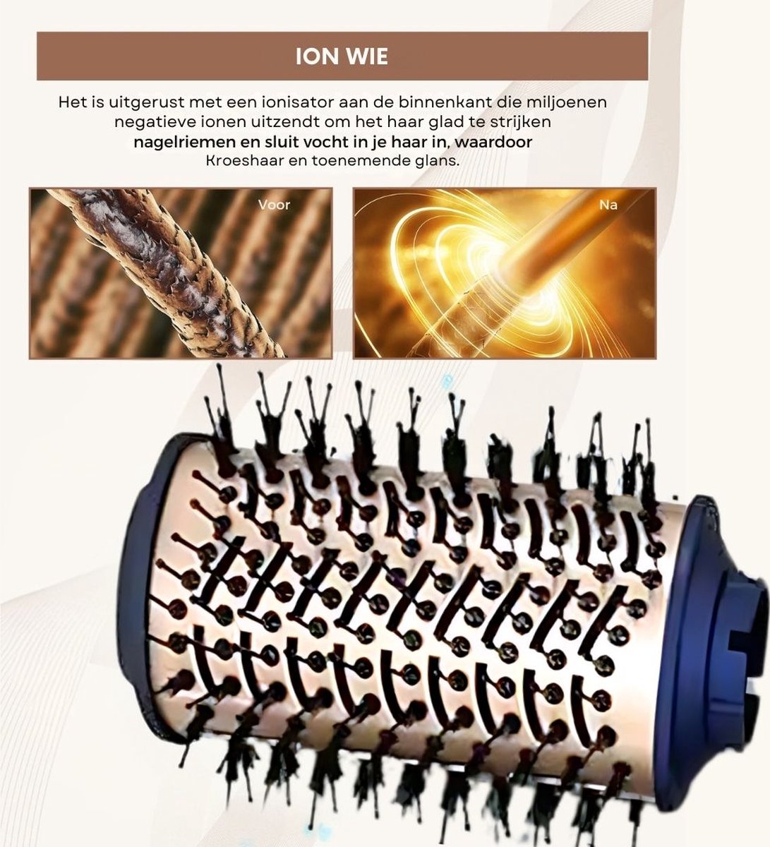 Airwap - Airstyler met 4 opzetstukken - 4-in-1 Multi Styler - Goud/Zwart/Heteluchtborstel