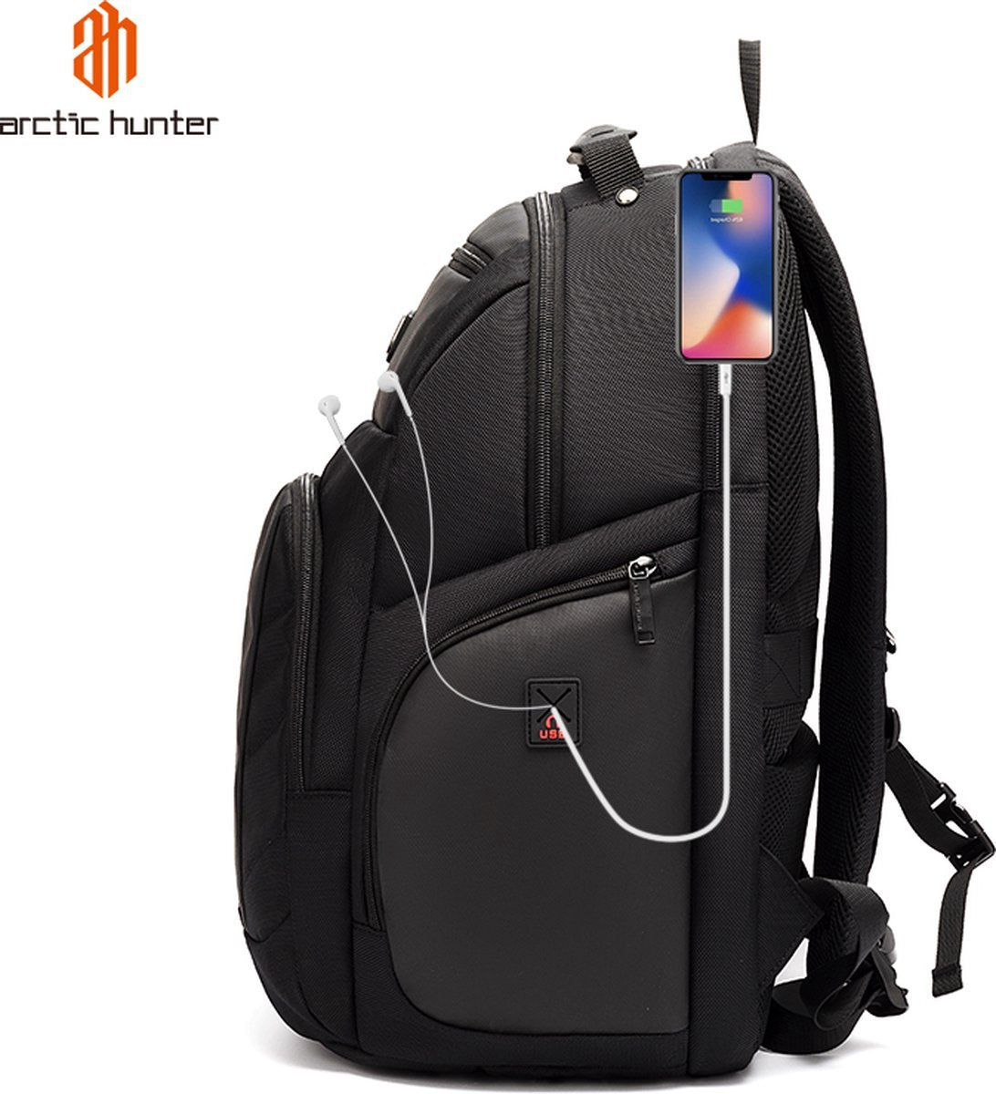 Arctic Hunter Rugzak - Laptoptas - Motorrugzak - Waterafstotend - Zwart - Lichtgewicht