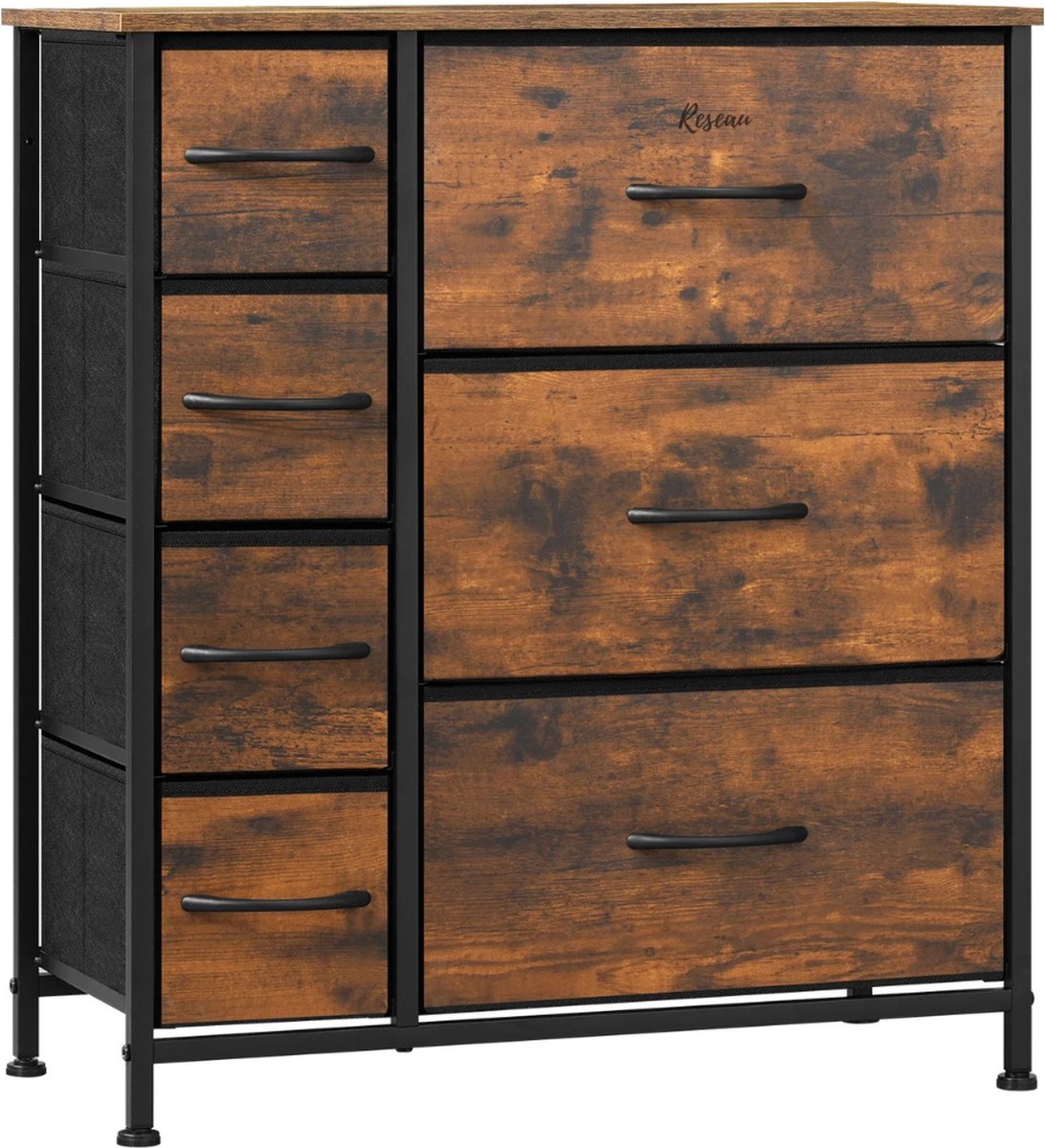 Ladekast - Ladenkastje - Ladenkast - Ladekastje - Ladekasten Slaapkamer - Commode - 63x30x73 Cm - Hout & Stof