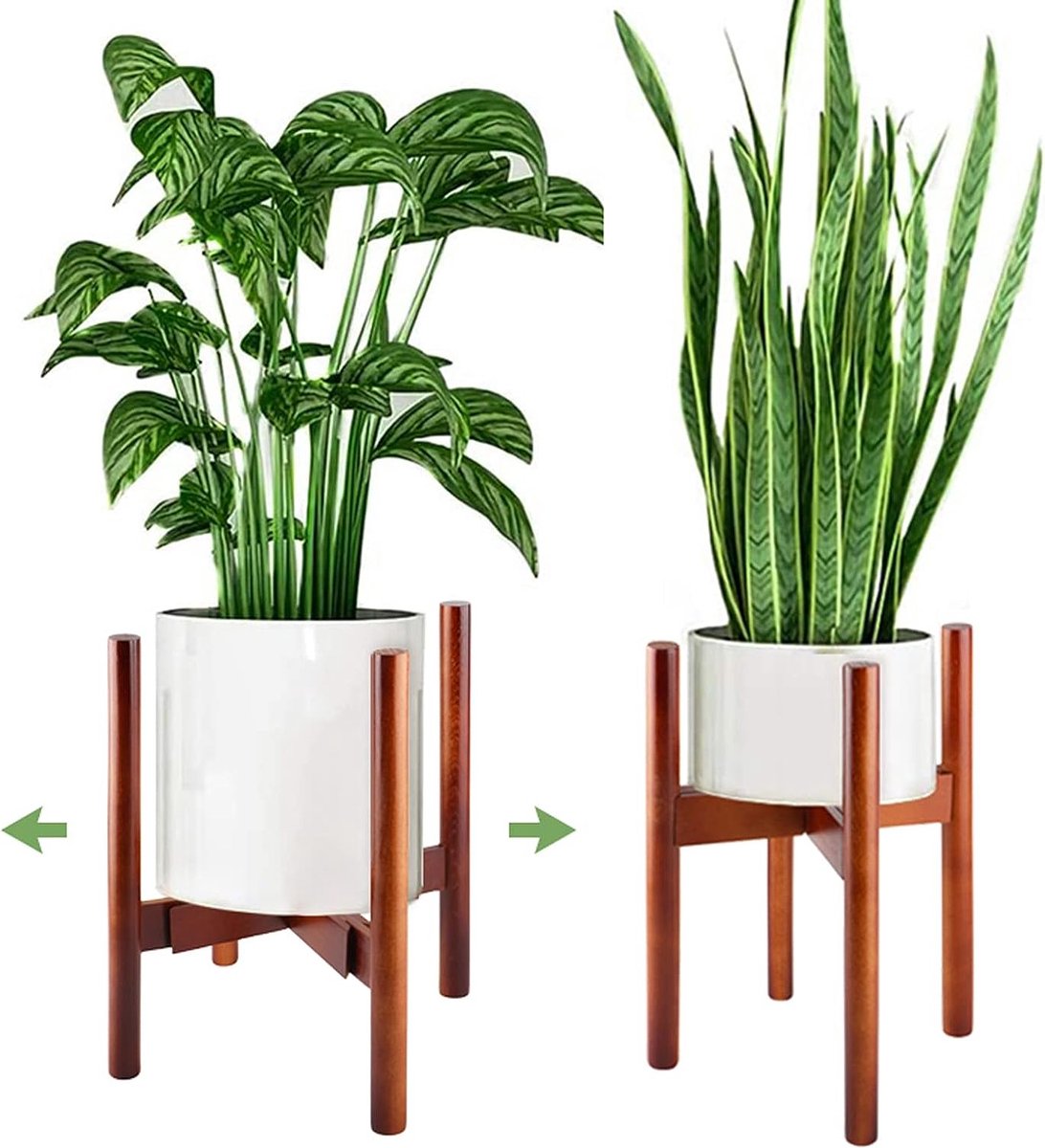 Wooden Plant Stand for Indoors, Brown Flower Pots, Plant Stool for Living Room, Bedroom, Adjustable Width for Pots up to 30 cm