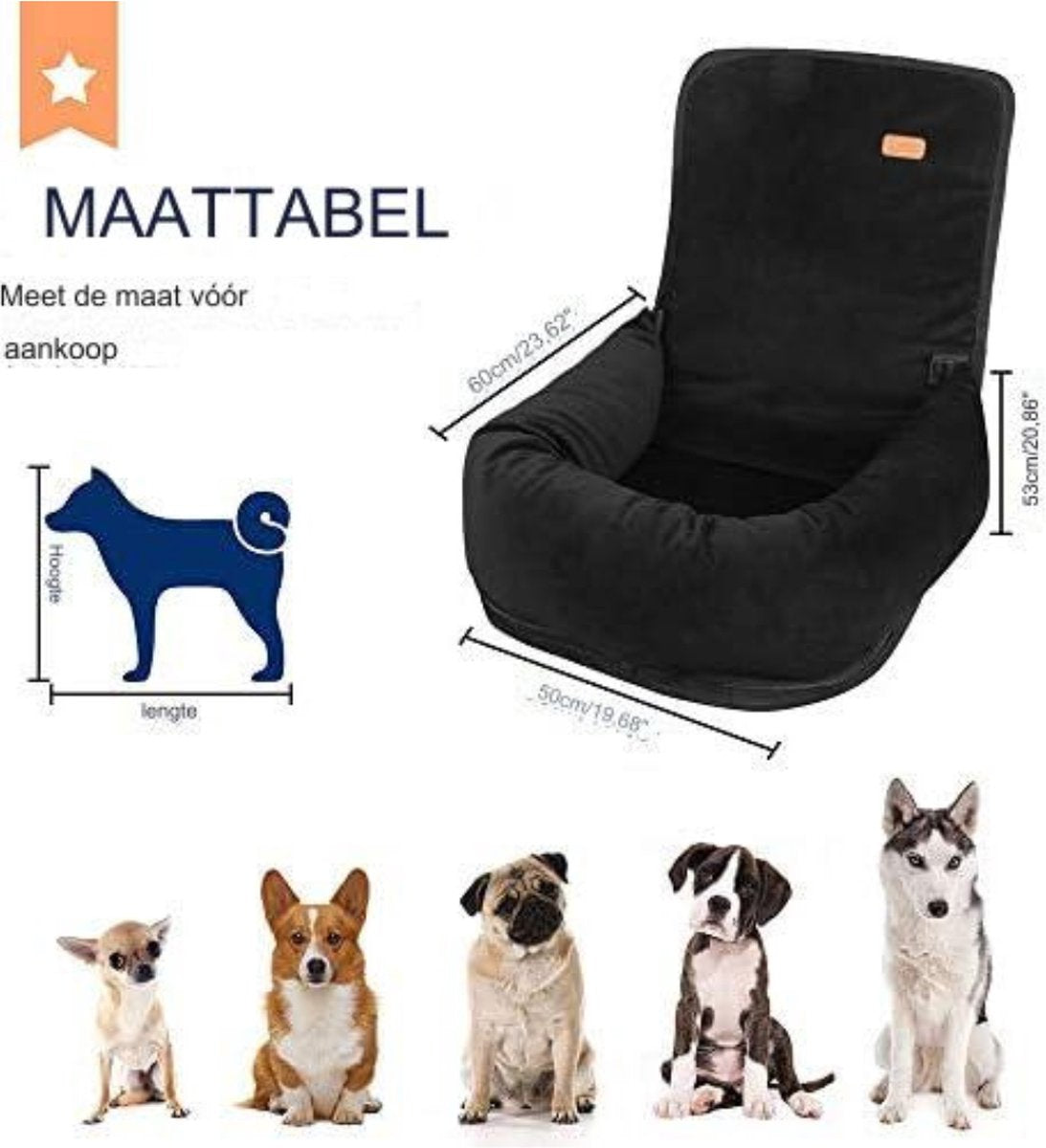 Car Dog Bed Rear Seat - Car Basket Dog - With Anti-slip Bottom and Washable Cover