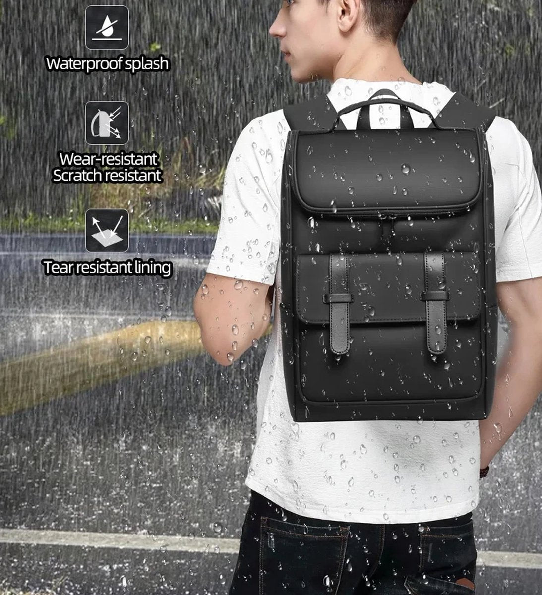 Uniseks Comfortabele Rugzak Luxe Stijl Voor School Kantoor Reizen Rugzak Geschikt Voor 15.6 Inch Laptop Reistas Zwart