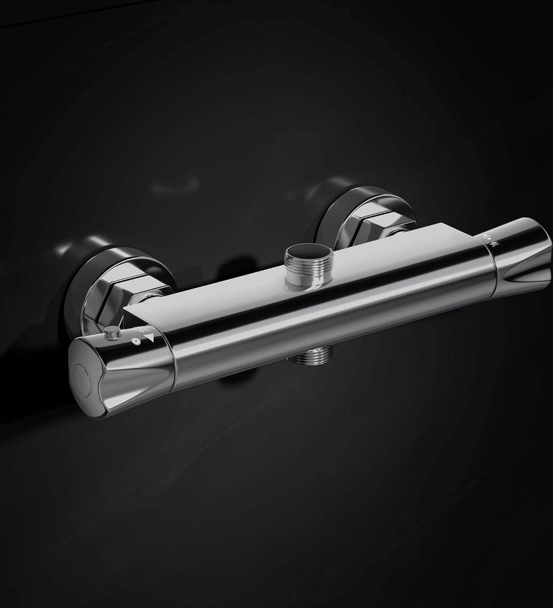 Thermostatic Shower Mixer with Dual Outlet - Chrome - Wall-Mounted - 264mm - 1/2" BSP - 3/4" BSP