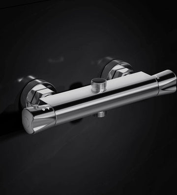 Thermostatische Douchemengkraan met Dubbele Uitgang - Chroom - Wandmontage - 264 mm - 1/2" BSP - 3/4" BSP