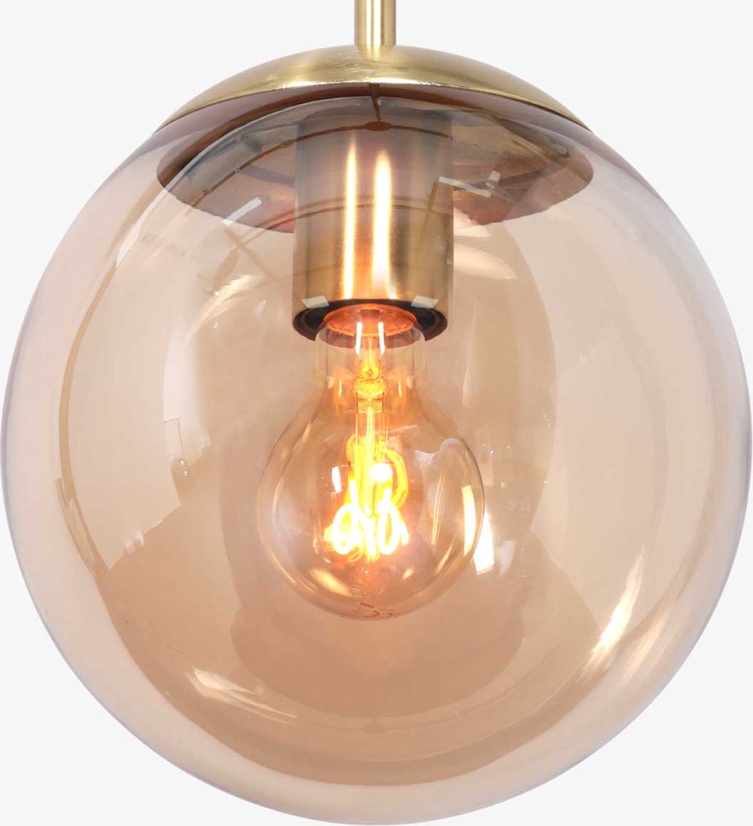 Hanging lamp glass sphere | 1 light | amber / gold / black | glass / metal | Ø 30 cm | height adjustable up to 170 cm | dining room / dining table lamp | modern / atmospheric design