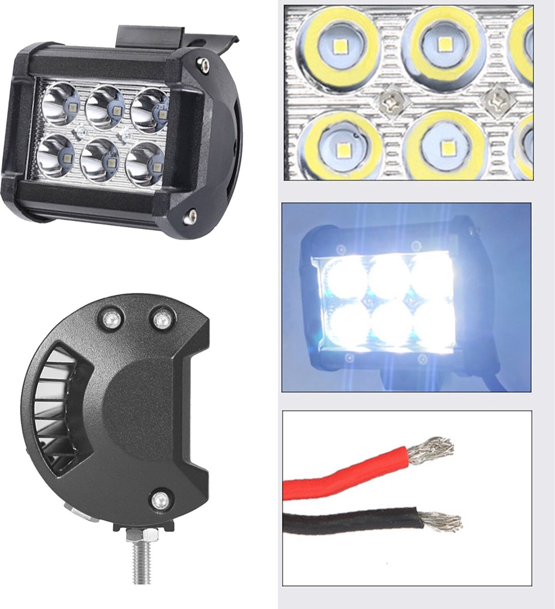 (2 stuks) 18 Watt 12V LED-lamp voor offroadverlichting verstraler werklamp IP67 | 6000K | SUV | ATV | Boot | Bus |