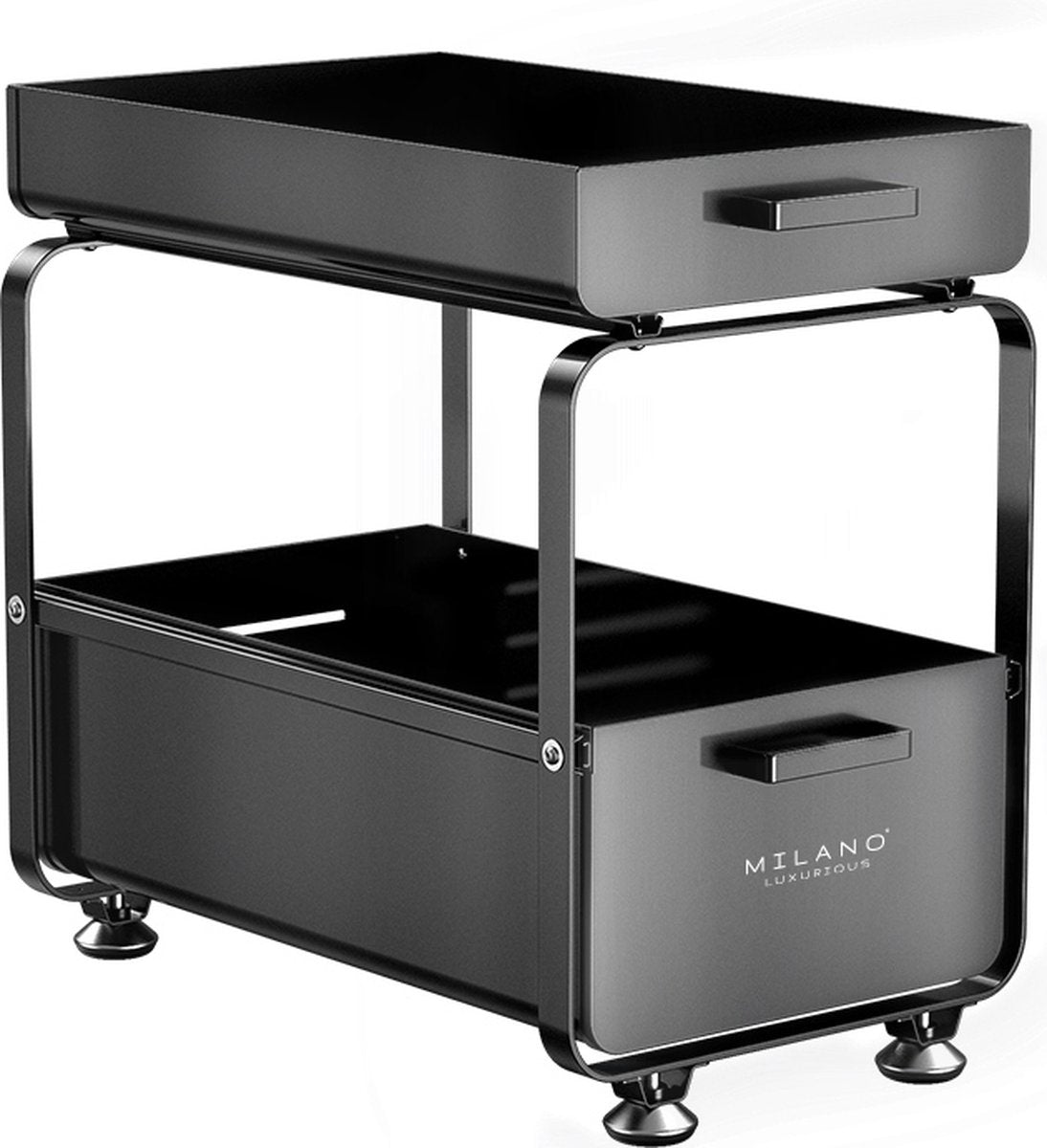 Milano Luxe organizer lade zwart – Keuken ladekast – Gootssteenkast organizer – Opbergrek voor het aanrecht – Tweelaags ladesysteem – Opslag voor keukenkast of badkamerkast