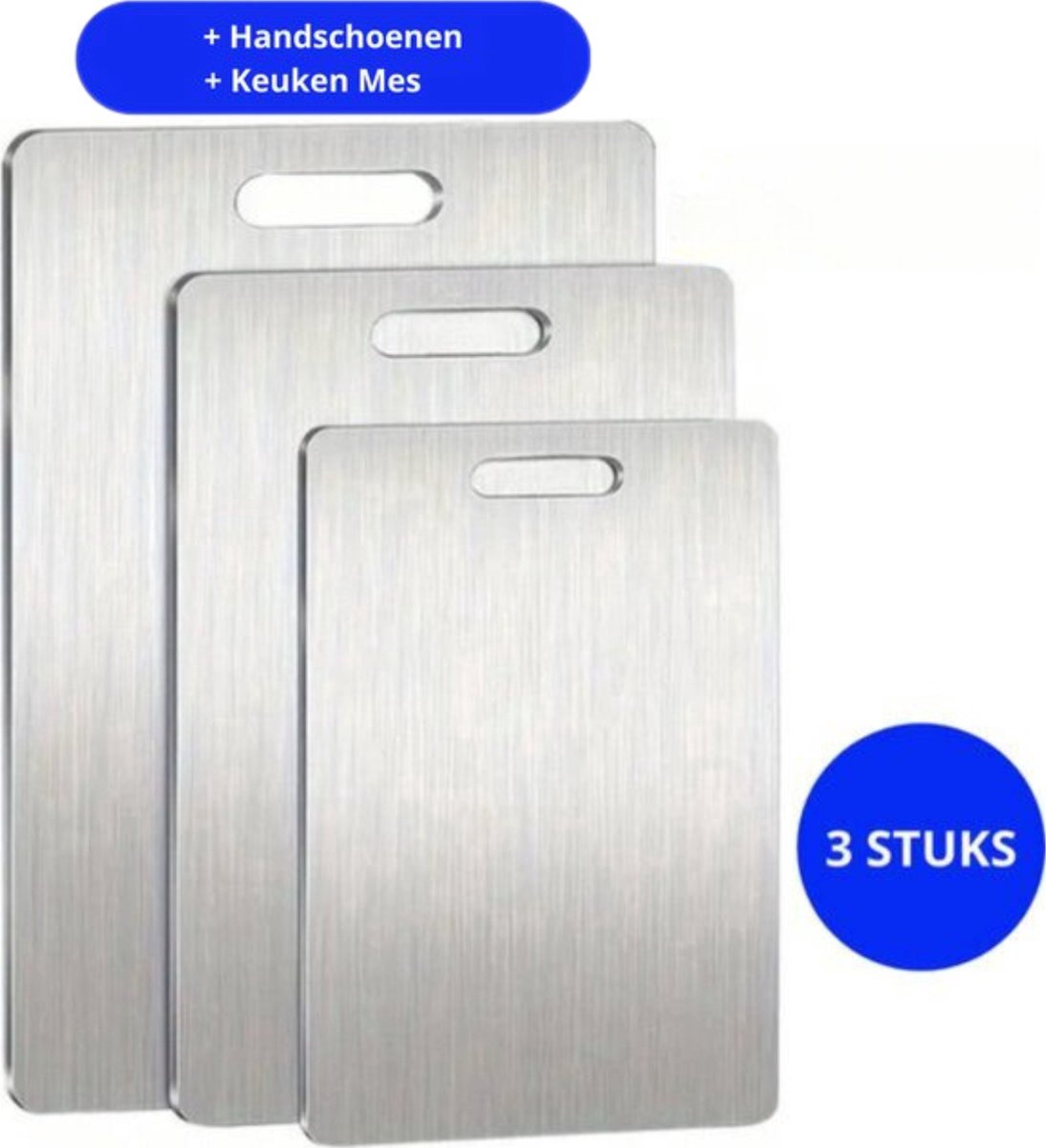 3 STUKS - Titanium Snijplank - Snijplanken - Incl. handschoenen en keukenmes - Vaatwasserbestendig - Snijplankenset - Cutting Board