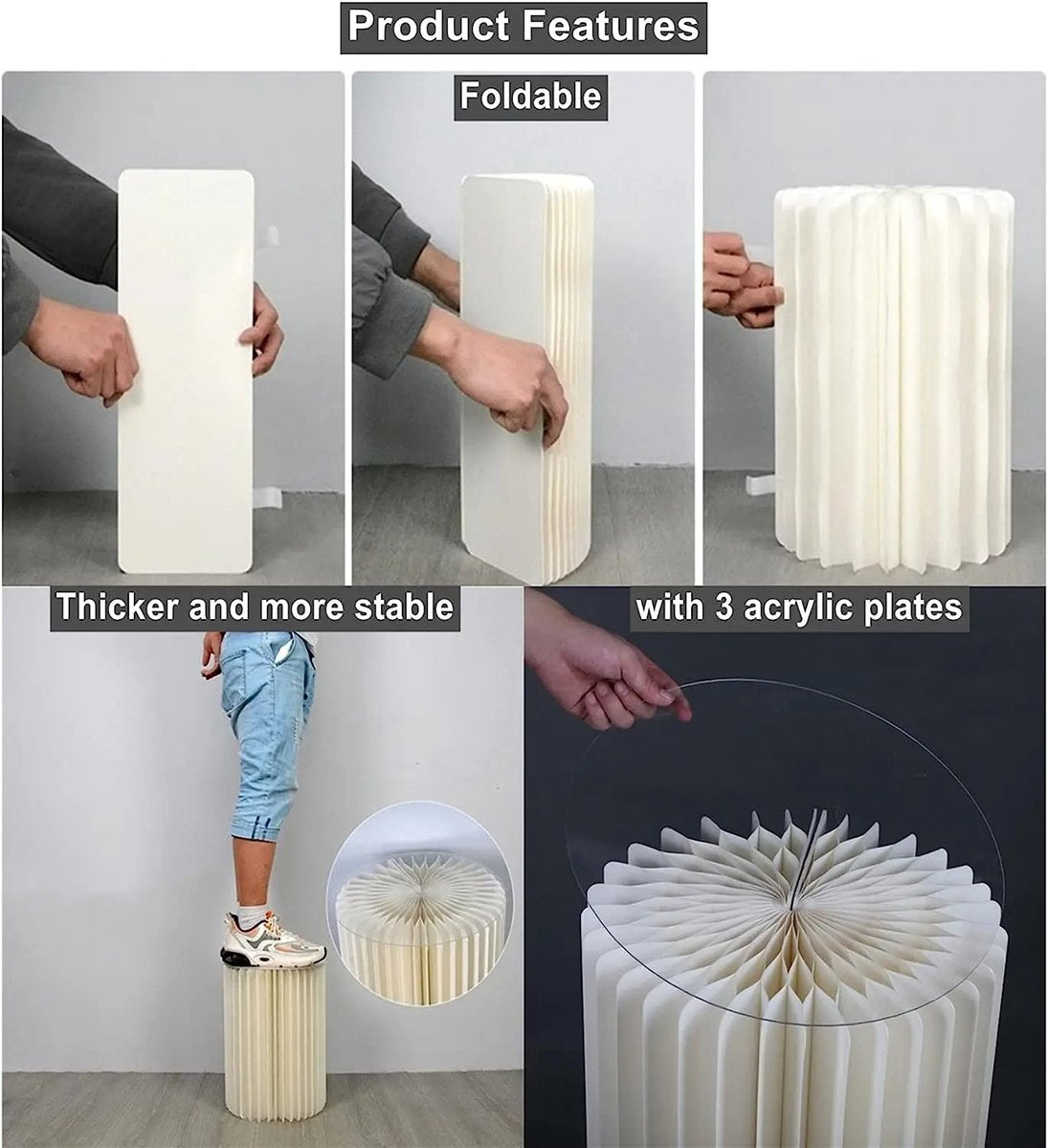 Plantentafel - Bloementafel - Taartplateau - Kerstzuil - Kerstdecoratie - Kerst Accessoire - Papieren cilinder - Opvouwbaar - Decoratie - Versiering - Bruiloft - Tafel -Kerst - Trouwerij - Bruiloft - Verjaardag - Feestje - Goud- Display - Div. Maten