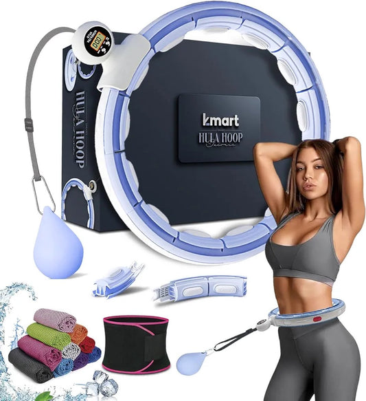 Smart hula hoop voor volwassenen, met teller, fitness hula hoop met gewichtsbal, stil en draaiend, voor training met plezier, hula hoop om af te vallen