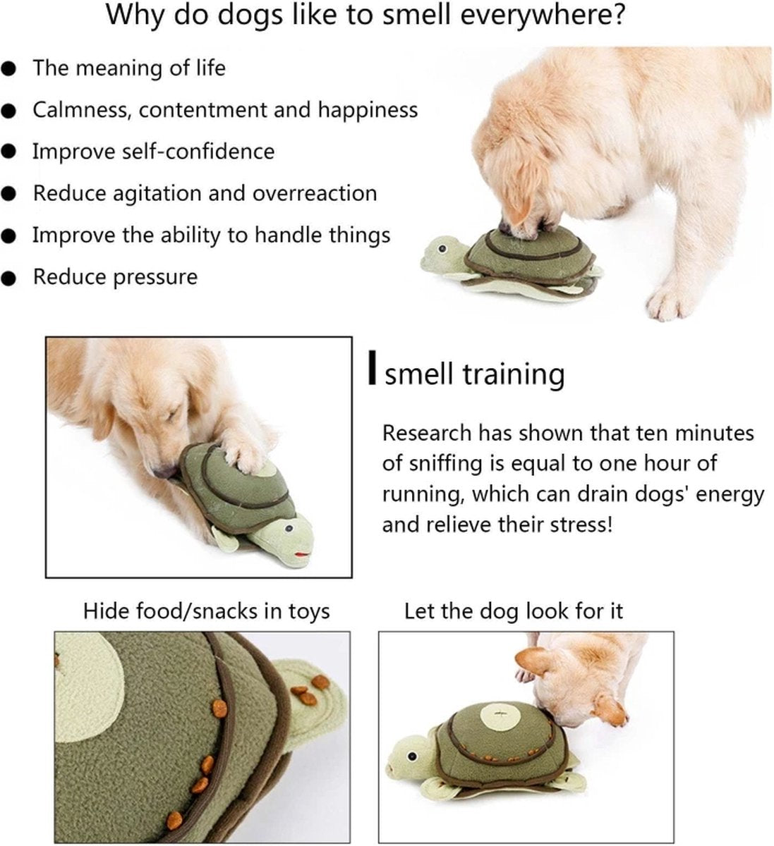 Dog Toys with Snack Dispenser - Sniffing Game for Puppies and Small to Medium Dogs - Soft Plush Chew Toy with Sound for Teething and Playtime