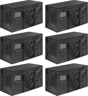 Extra Grote Heavy-duty Opbergzakken - 6 Stuks - Met Ritsen en Labelvak - Waterbestendig - Zwart vacuum storage bag jumbovacuum storage bag jumbo