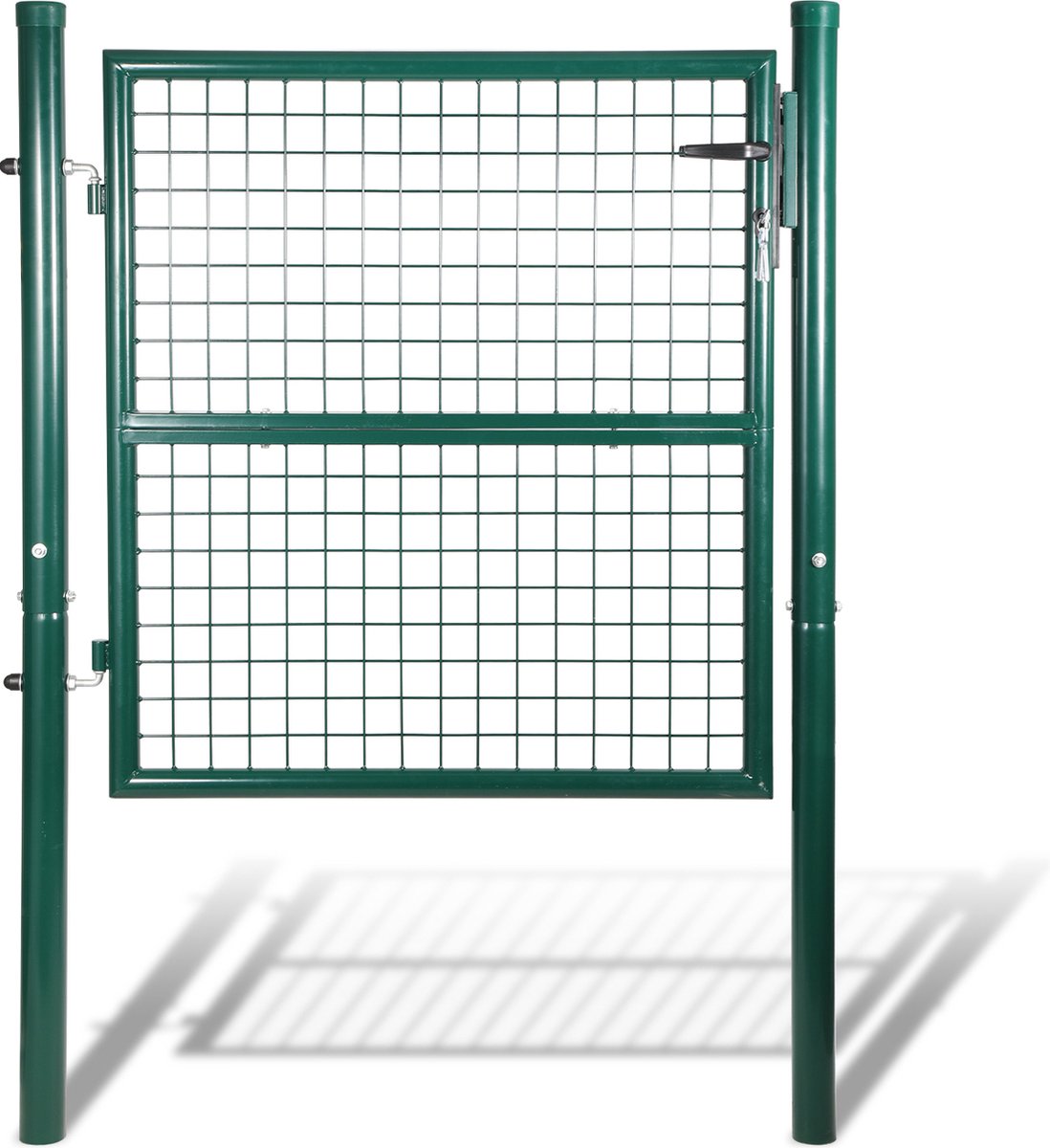 Tuinpoort Poort gepoedercoat staal Tuinpoort-Tuindeur hek poort 125 × 100 cm boerderij poort van gegalvaniseerd staal met slot, deurknop en sleutel, stevig en duurzaam-groen