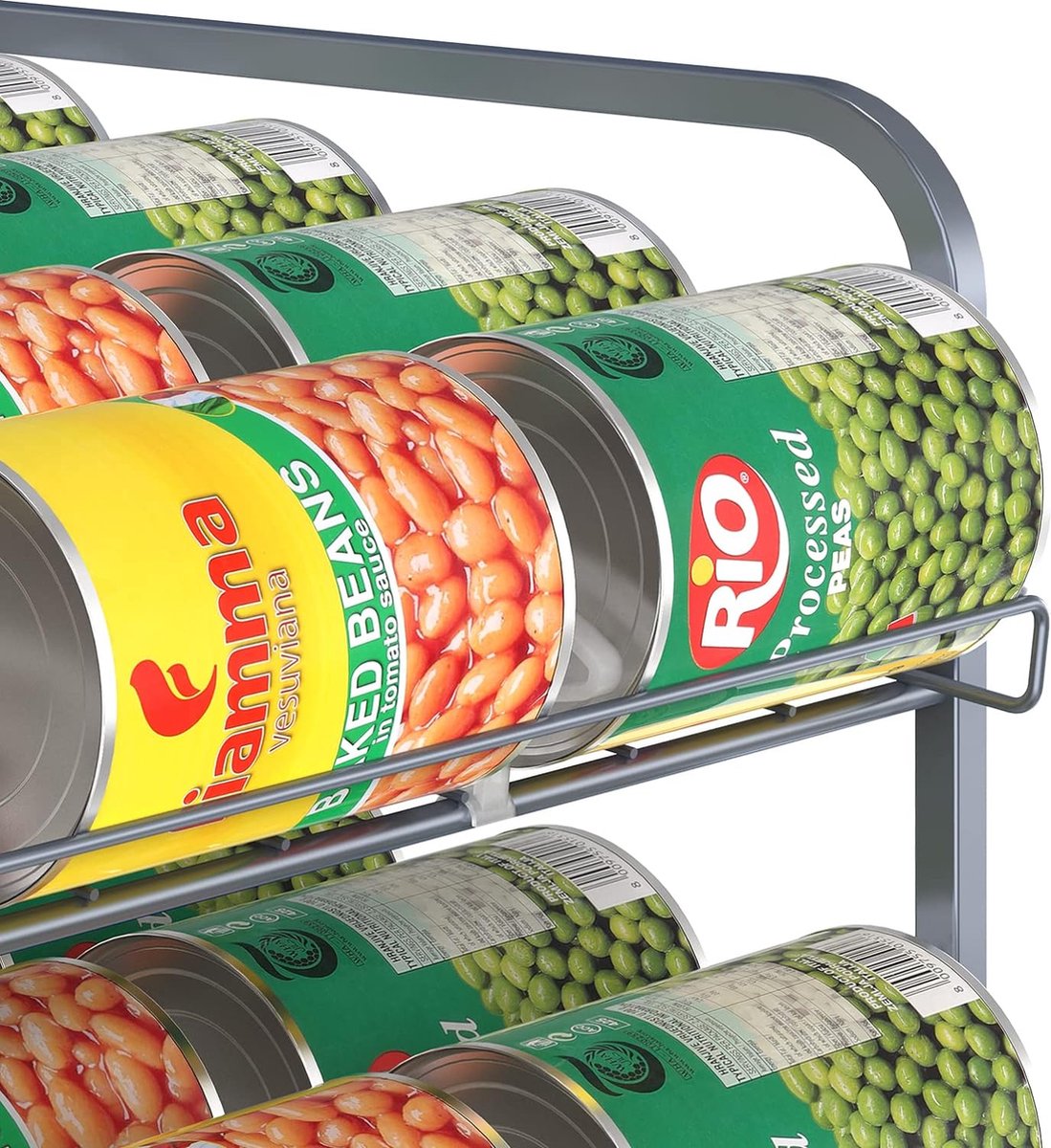 Blikjeshouder koelkast, blikjesdispenser koelkast organizer, blikjesrek organizer, set van 2 koelkast blikjesdispensers voor drankblikjes, bier, ingeblikt voedsel opslag blikjesrek met 3 niveaus,