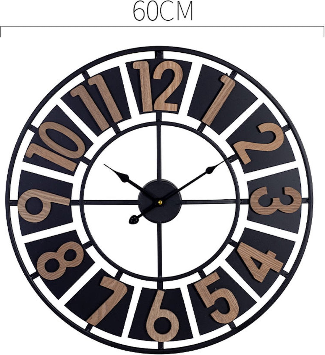 Decopatent® XL Ronde Wandklok 60 Cm Landelijk - Modern met Houten Cijfers - Keuken - Woonkamer - Industrieel - Muurklok - Hout