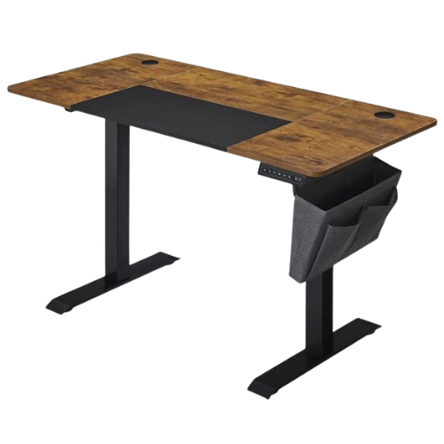 Elektrisch Zit-Sta Bureau – In Hoogte Verstelbare Tafel – Met Geheugenstanden – Werkbureau Met Opbergvakken – Vintage Bruin
