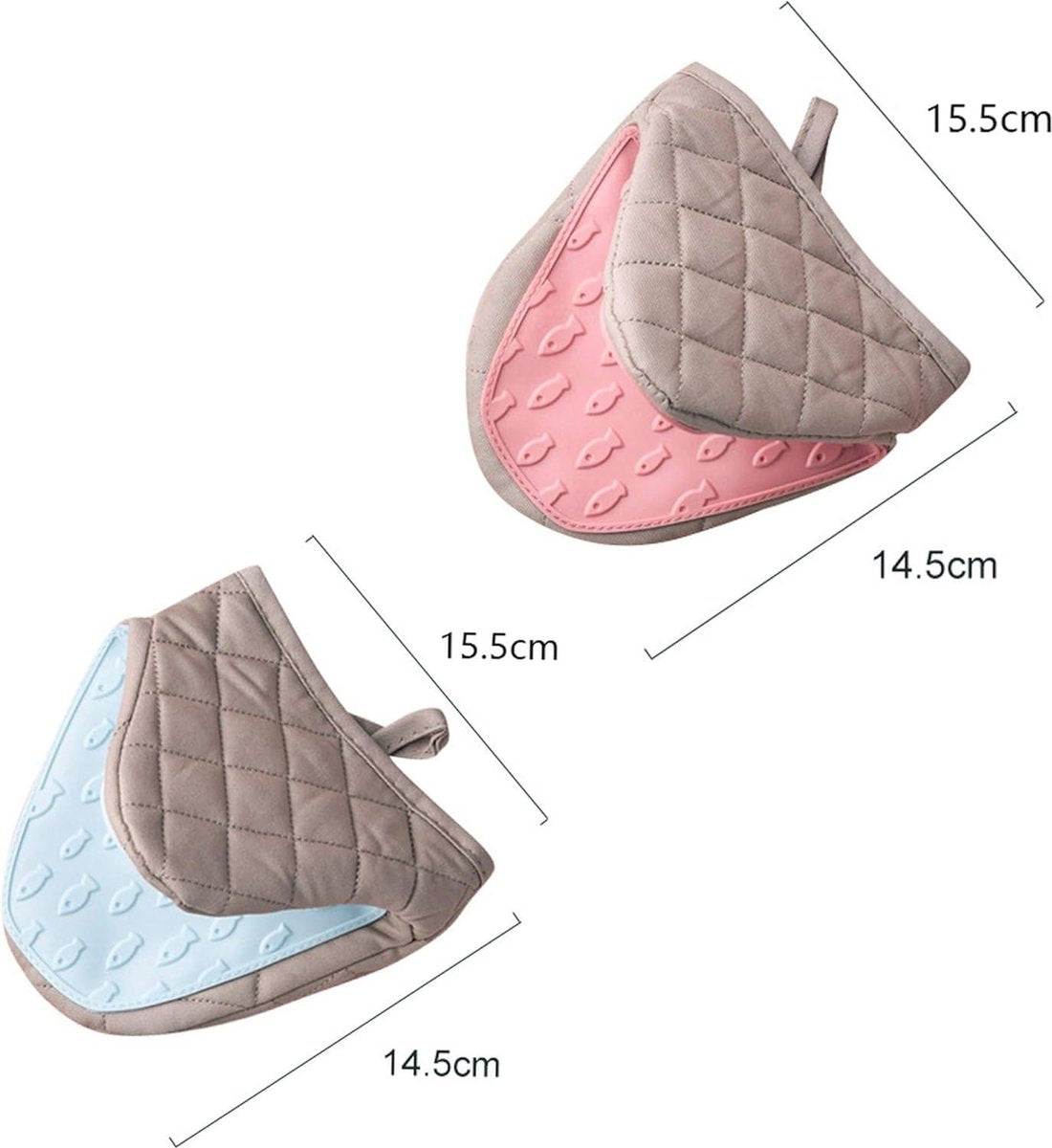 Mini-ovenwanten - Hittebestendige Antislip Siliconen Katoenen Wanten - 2 Stuks met Ophanglus - Magnetron- en Ovenbestendig - Ideaal voor Koken en Bakken