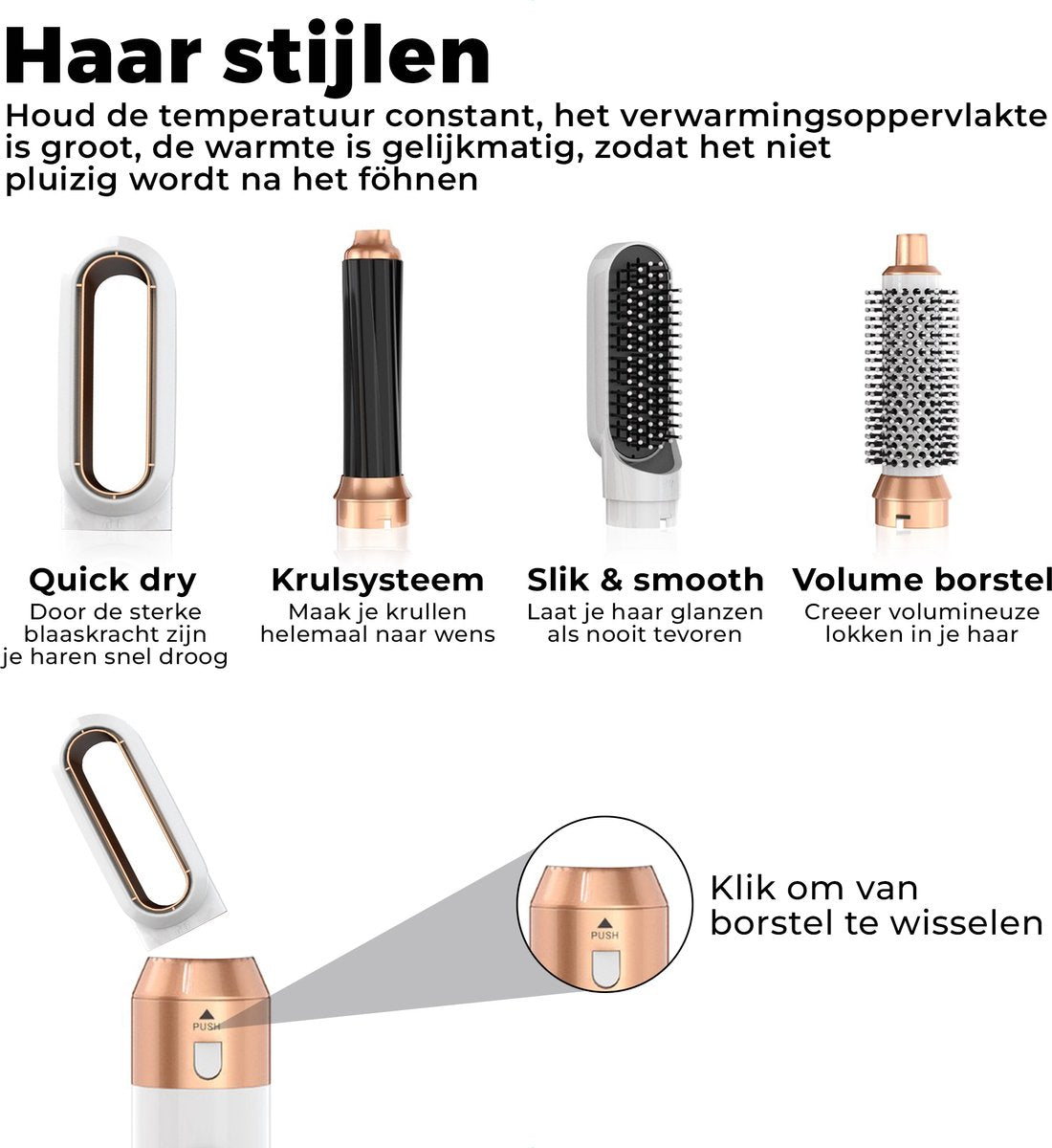 Airstyler krultang 5-in-1 Multistyler - GOUD - Föhn - Haarstyler - Föhnborstel - Haardroger - Krulborstel - Stijlborstel