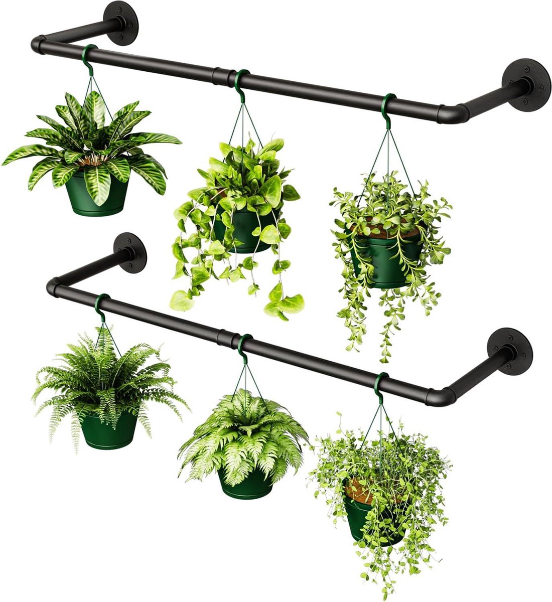 Plant Hanger - Plantenhanger hangende plantenbak zwart metalen staaf binnen plafond raam bevestiging