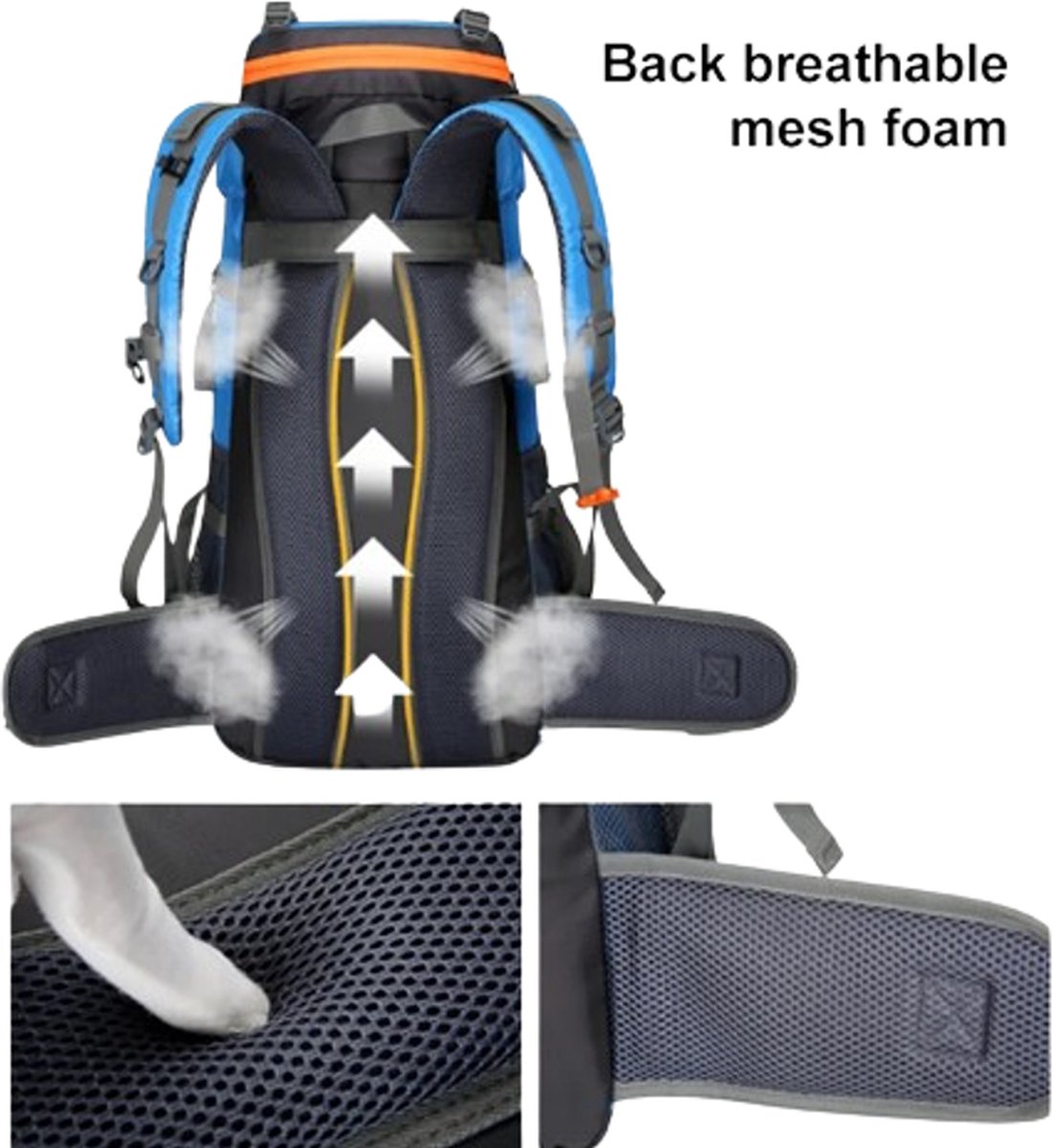 E-Shop4u® - 70L - Rugzakken - Rugzak - Wandelrugzak - Kampeerrugzak - Wandelen - Trekking - Rugzak - Zwart - Lichtgewicht - Nylon - Waterbestendig - Duurzaam - Groot - Rugzak Organizer