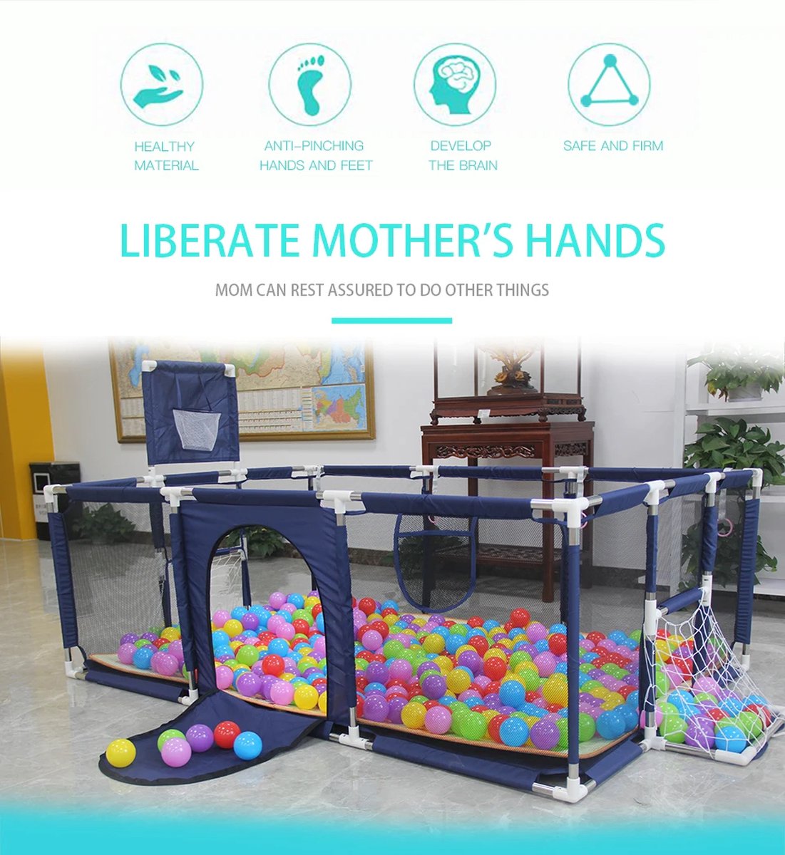 Babybox - Baby Speelbox - Babypark - Babybox - Grondbox - Kruipbox - voor peuter en baby - Baby boxcombinatie - Baby-peuter - Veiligheidshek