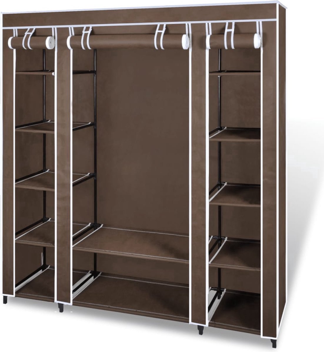 LG Life’s Green Vouwbare Kledingkast – 143x44x169CM – Kledingrek met 12 Legplanken en Ophangroede – Stoffen Kledingkast – 225KG Draagvermogen – Bruin
