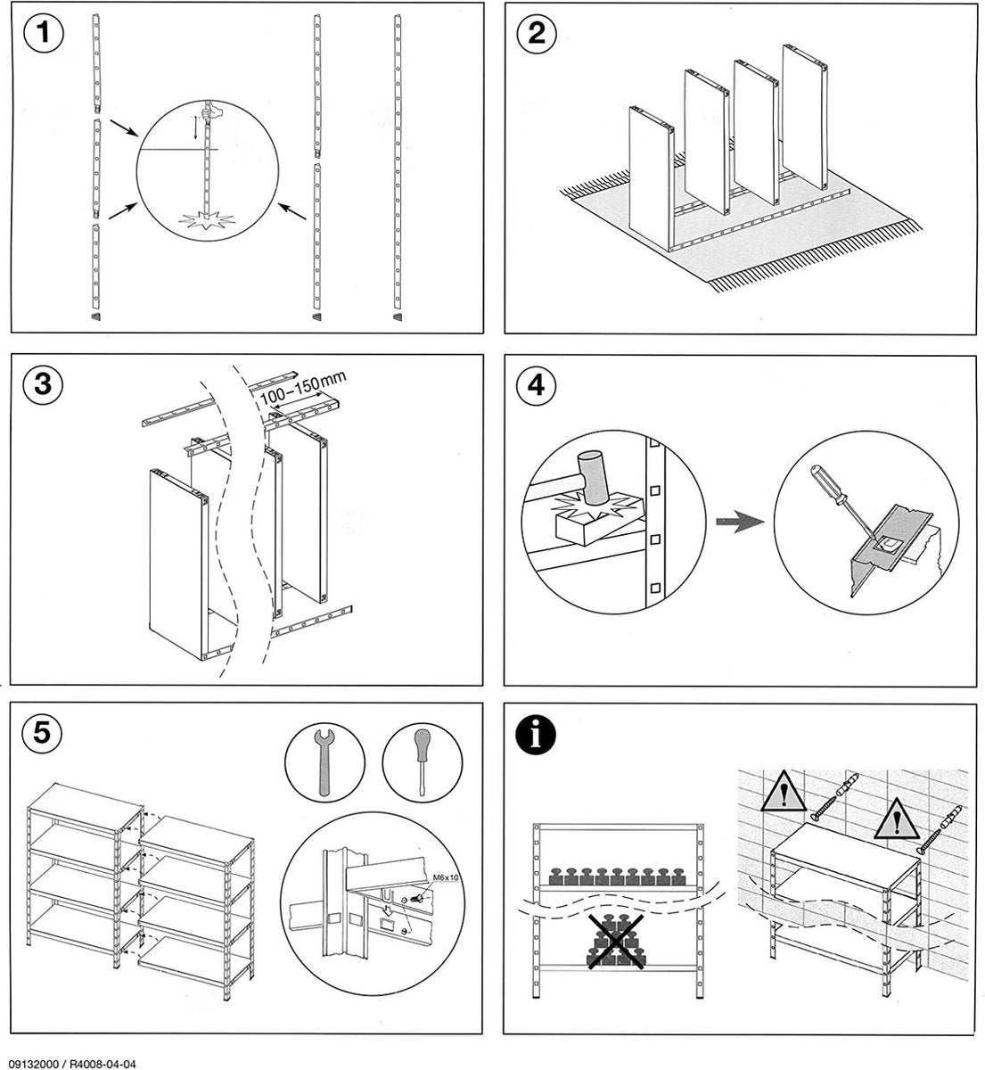 Storage rack - Galvanized metal - 90 cm wide - 173 cm high - 4 shelves - 85 kg per shelf - Assemble without screws