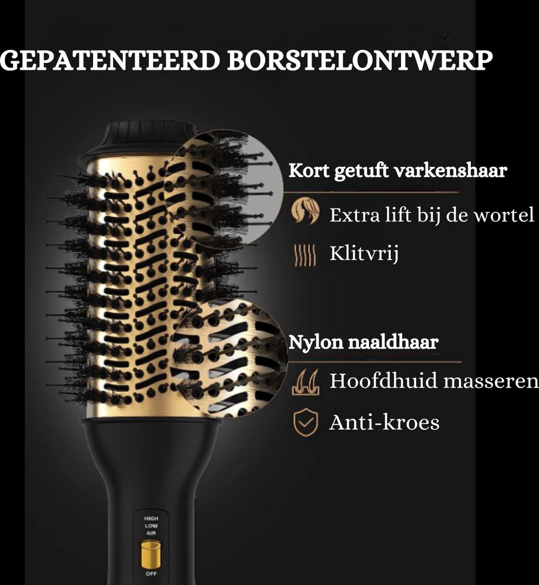 Föhnborstel Professional - 2-in-1 Heteluchtborstel voor Volume, Glans en Styling - Ionische Technologie voor Gezond Haar - Haardroger en Haarborstel in Eén - Creëer Salonwaardige Looks