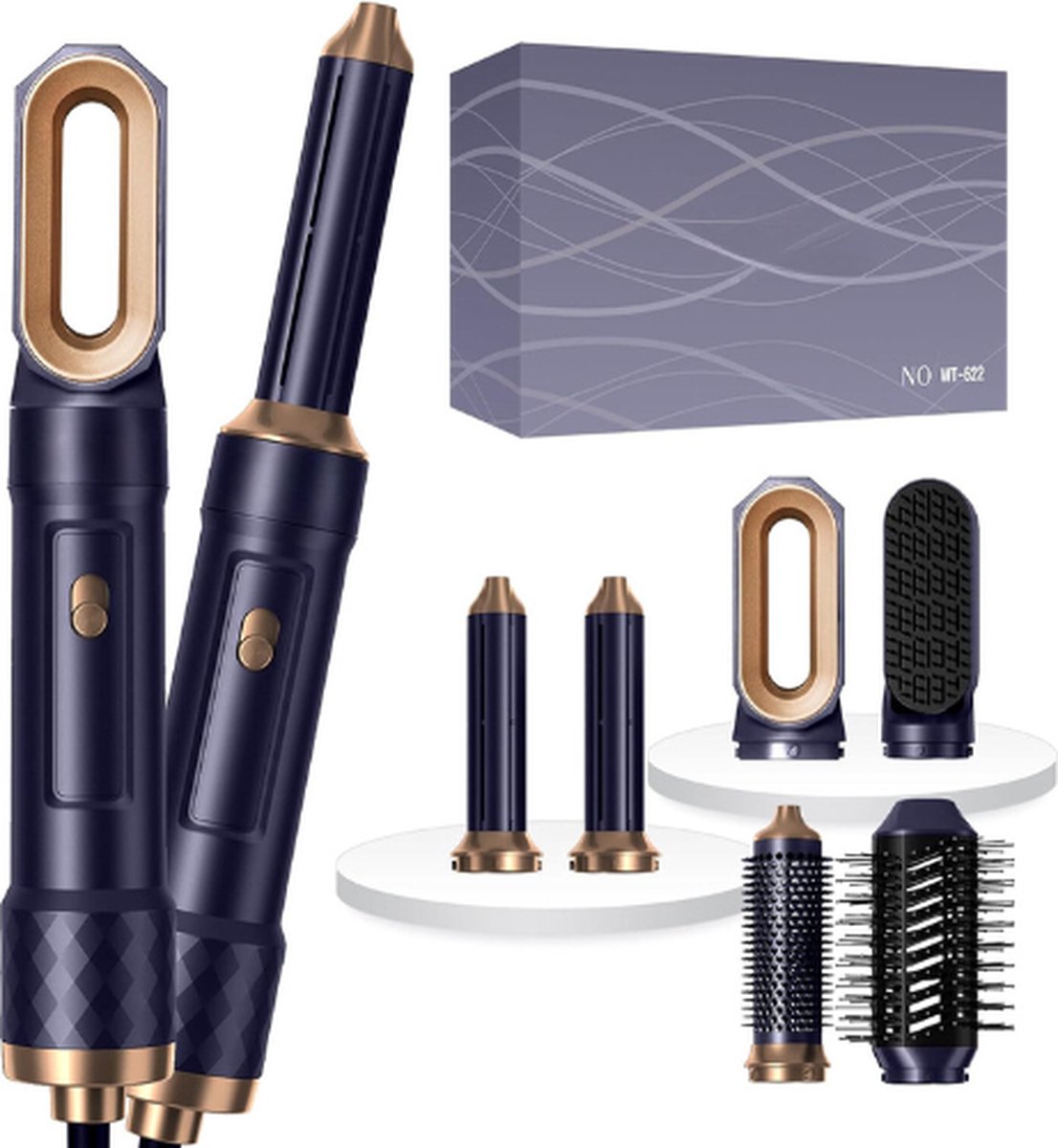 Hot Air Brush Set - 6in1 Air Styler - Hair Dryer with Brush - Blow Dryer Brush - Curling Brush - Straightening Brush - Thermal Brush - Hair Dryer