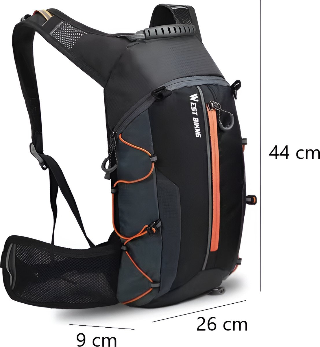 E-Shop4u® - Fietsrugzak 16L - Opvouwbaar - Waterzak 2L - Oranje - Outdoor Sport - Mannen & Vrouwen