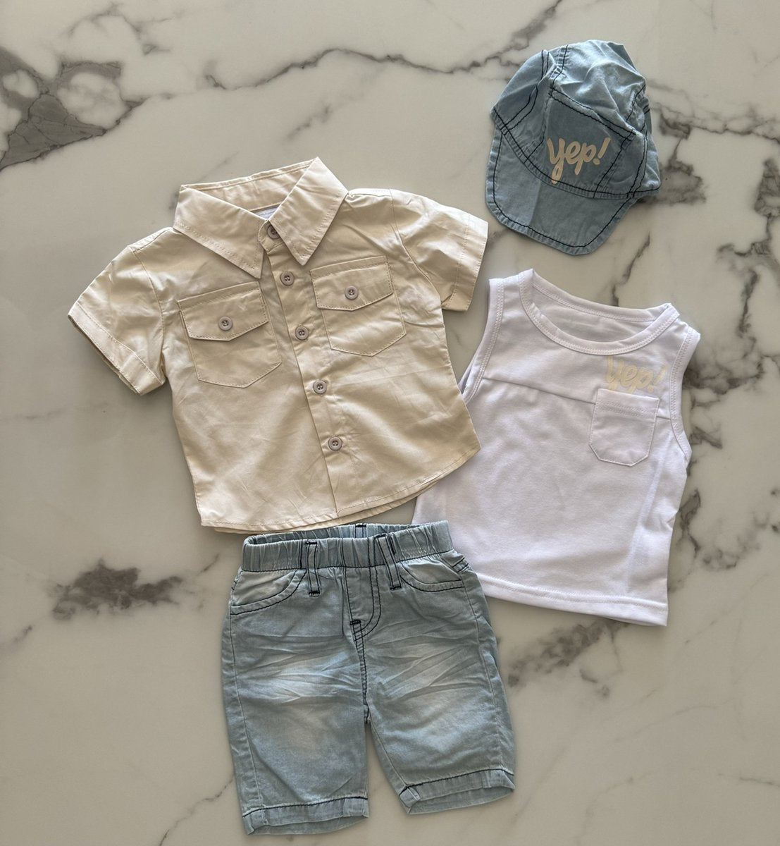 Baby boys 4 piece set "Beige" available in sizes 62 to 98