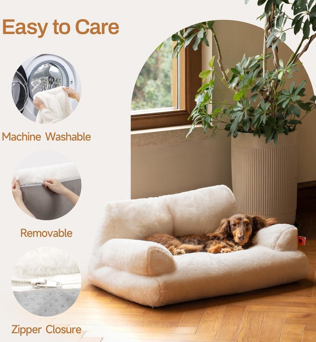 Cat Bed Stylish Fluffy Soft Cat Sofa Dog Sofa - 66 x 48 cm Cute Anti-Slip Bottom White